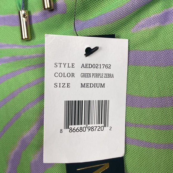 AFRM Kalina Halter Top Dress Green Purple Zebra size medium - Picture 14 of 15